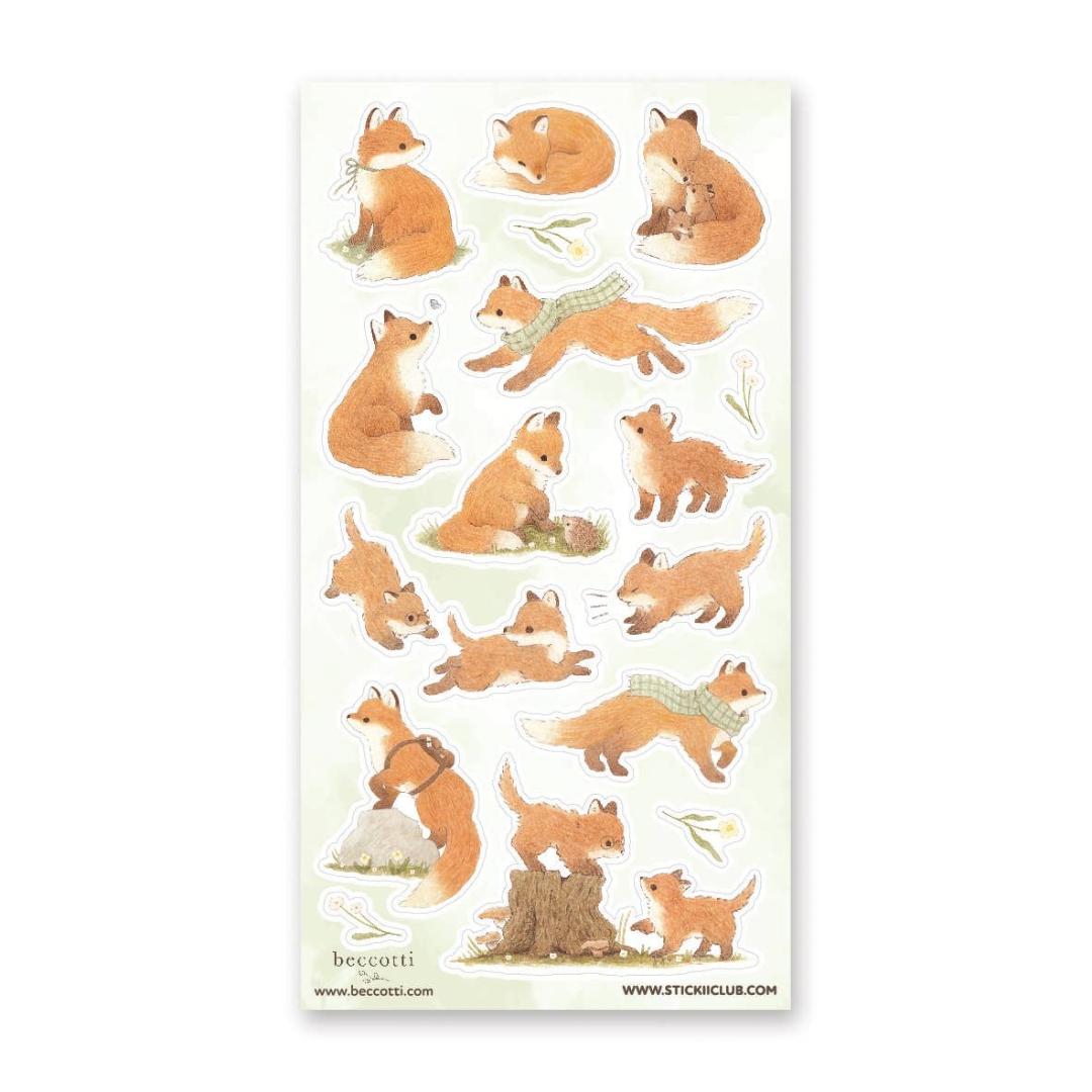 Lovely Little Foxes Stickers - 1 Winter Sticker Sheet Sheet