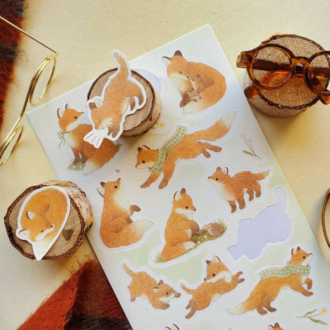Lovely Little Foxes Stickers - 1 Winter Sticker Sheet Sheet