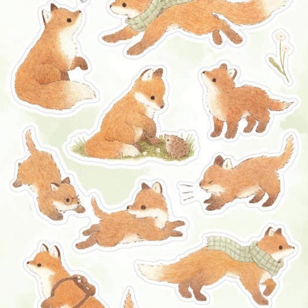 Lovely Little Foxes Stickers - 1 Winter Sticker Sheet Sheet