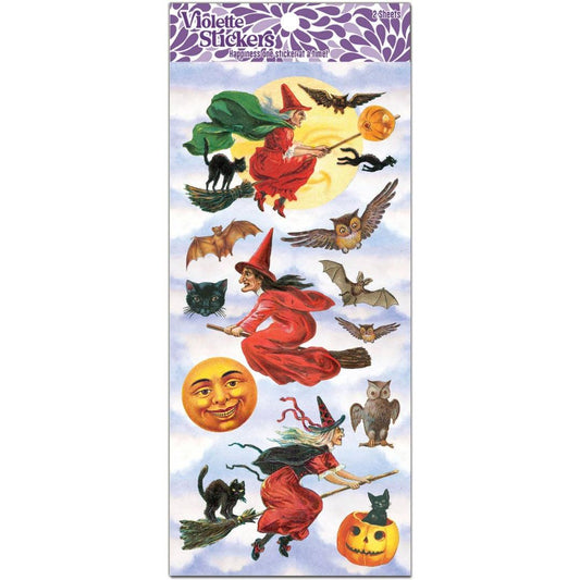 Vintage Victorian Halloween Witch Stickers - 2 Sticker Sheets