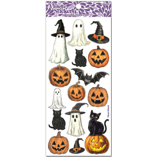 Violette Stickers - Crystal Pumpkin and Cat Stickers - 2 Sticker Sheets
