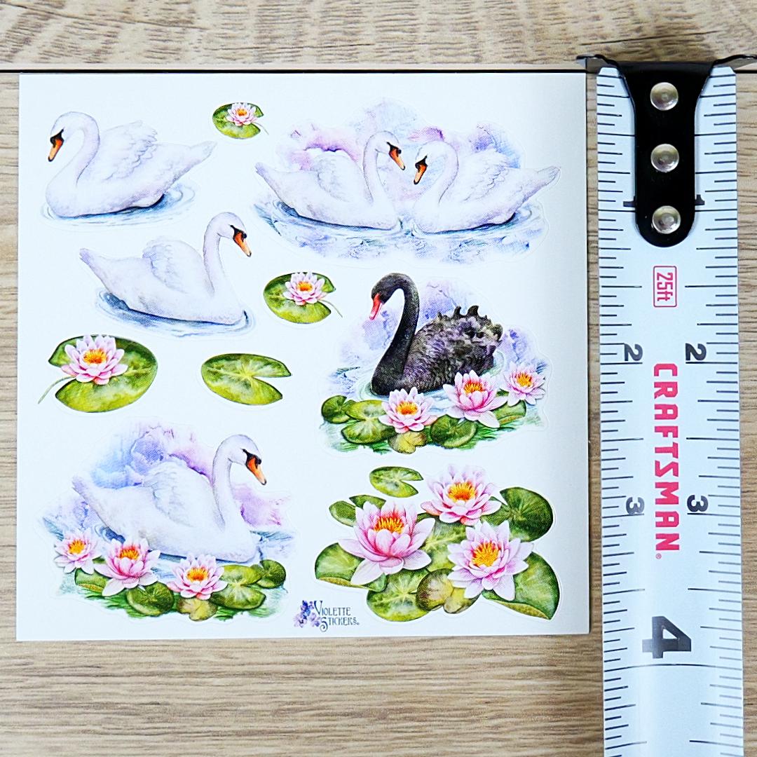 Swan Stickers - 2 Stationary & Scrapbook Sticker Sheets - New in Packaging