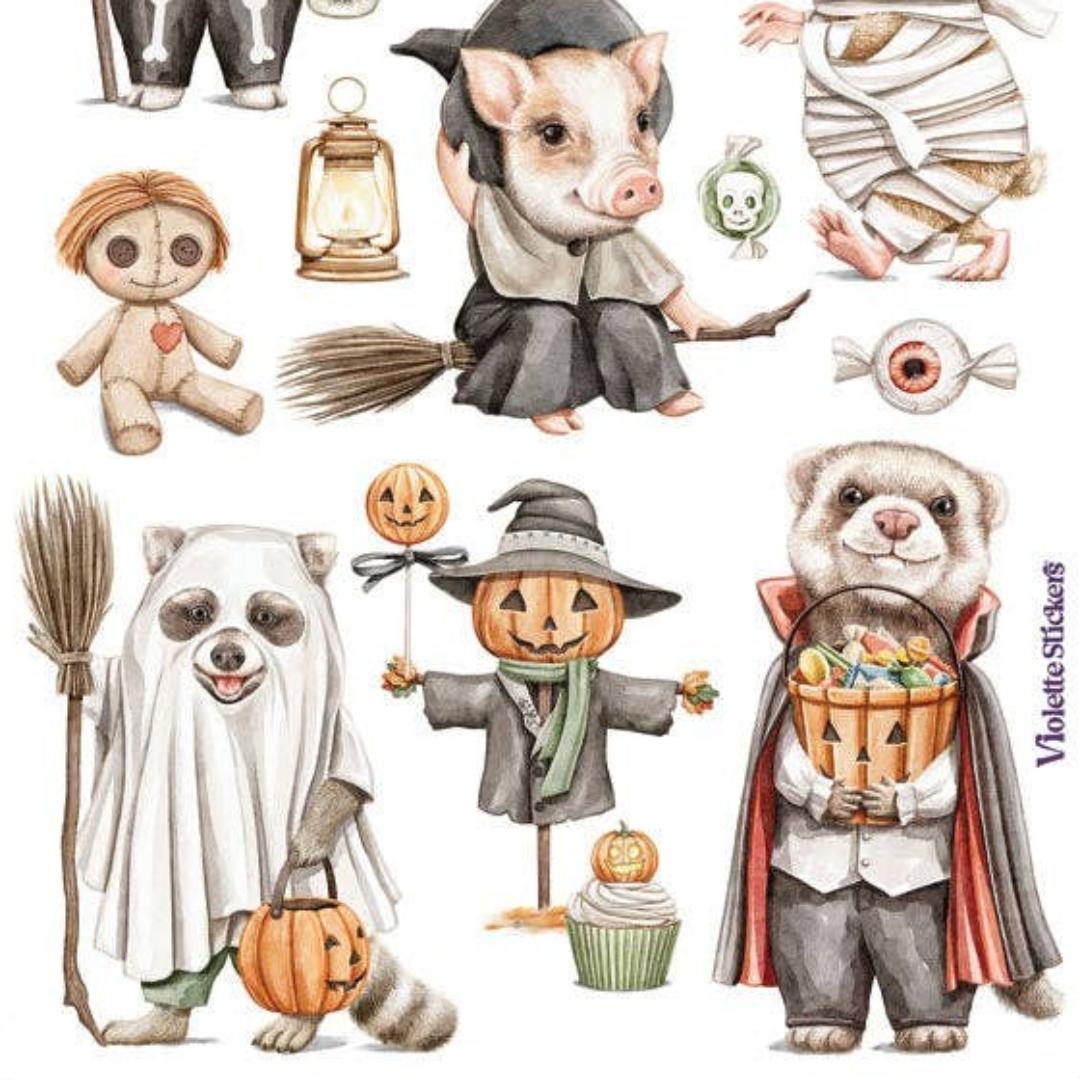 Critter Halloween Stickers - 2 Spooky Sticker Sheets