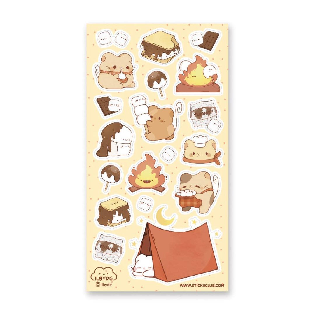S'more Joy Stickers - Campfire Fun - 1 Cute Sticker Sheet