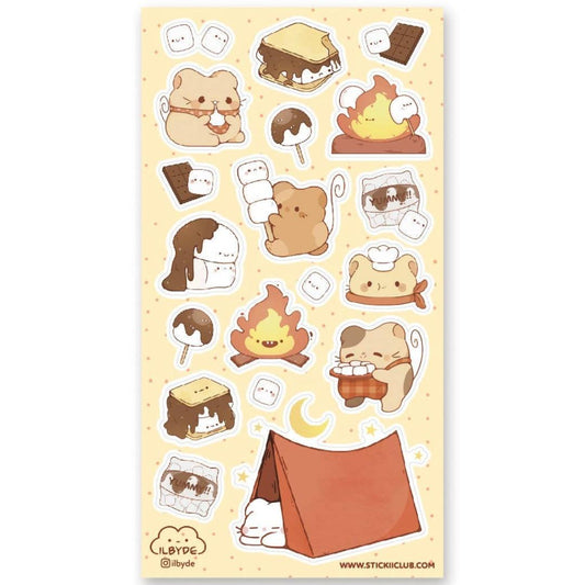 S'more Joy Stickers - Campfire Fun - 1 Cute Sticker Sheet