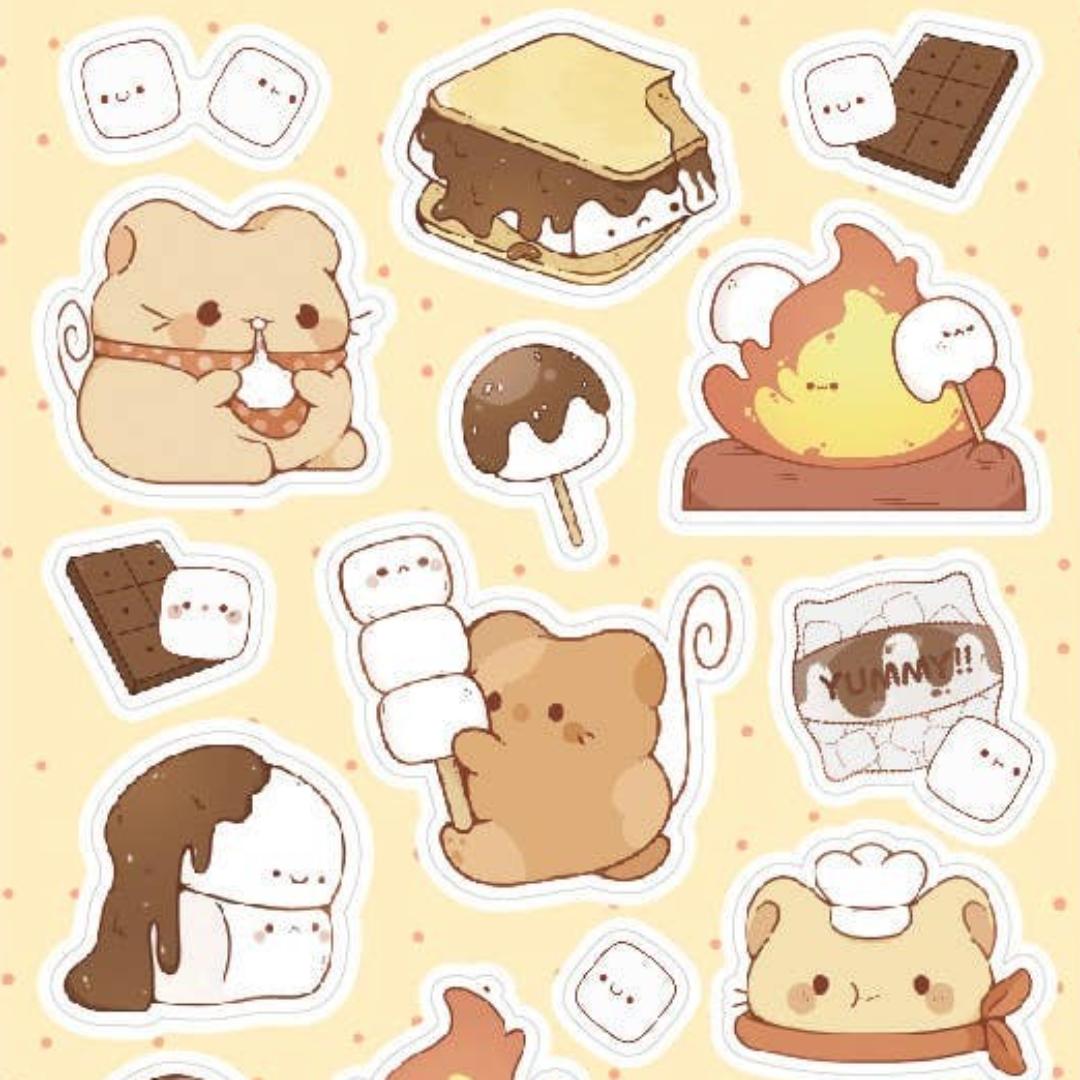 S'more Joy Stickers - Campfire Fun - 1 Cute Sticker Sheet