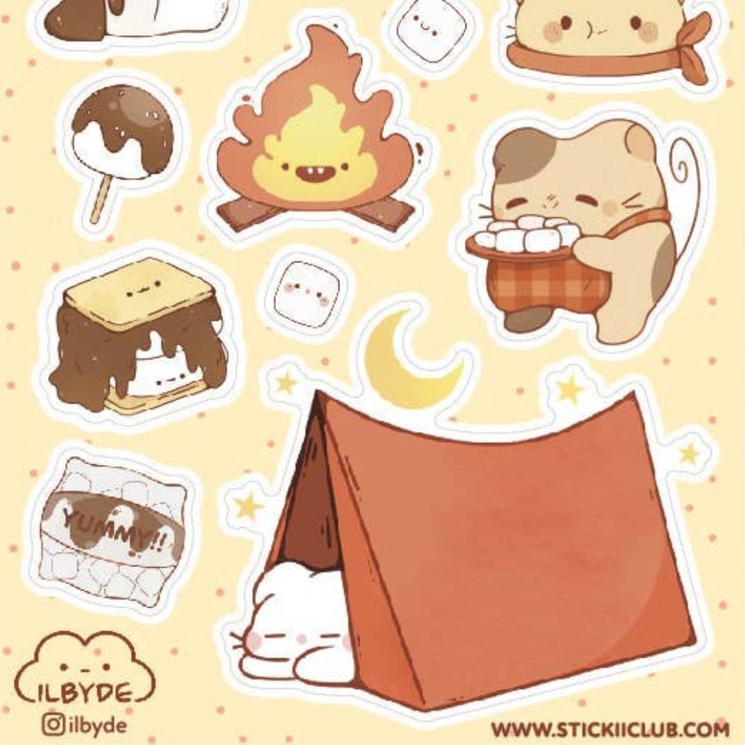 S'more Joy Stickers - Campfire Fun - 1 Cute Sticker Sheet