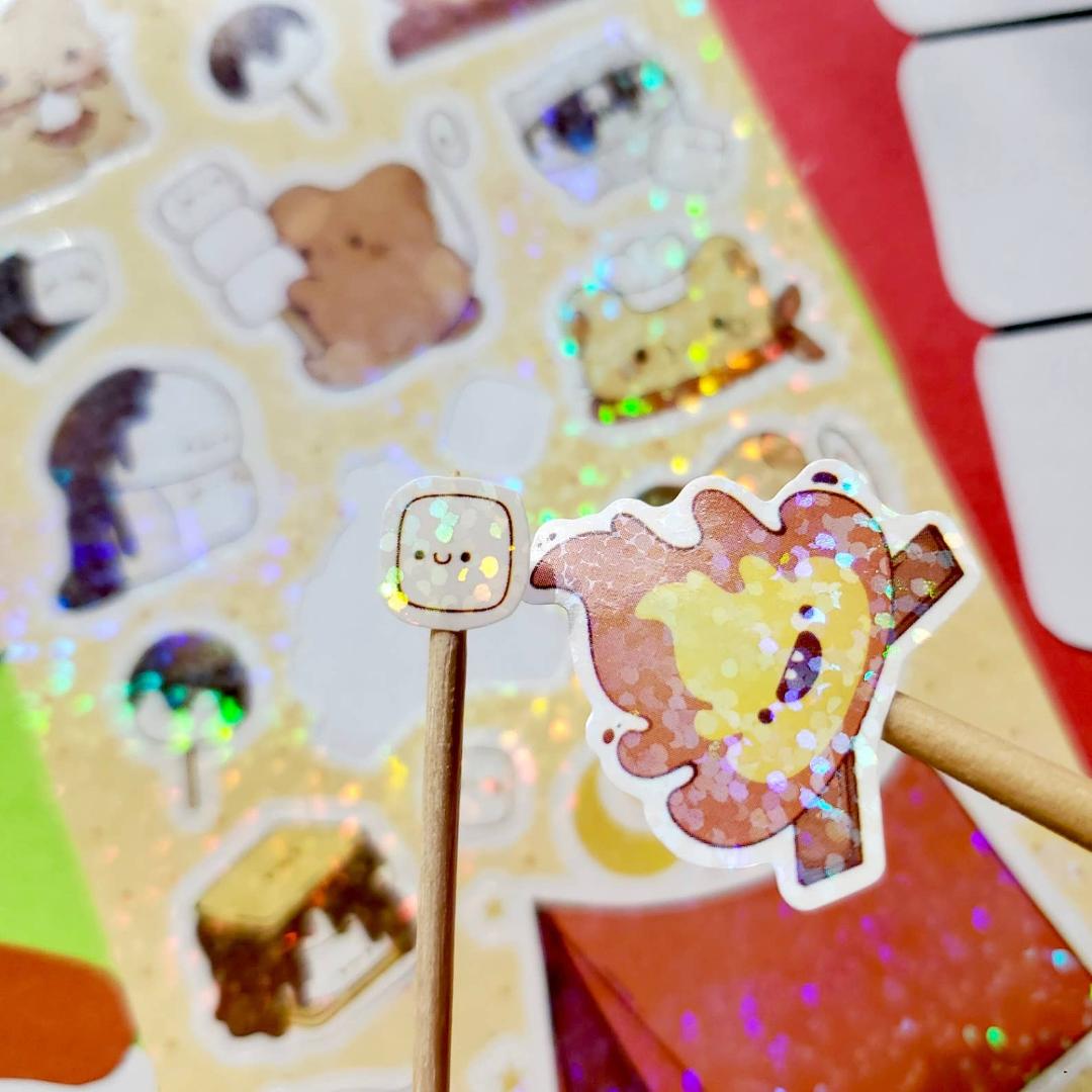 S'more Joy Stickers - Campfire Fun - 1 Cute Sticker Sheet