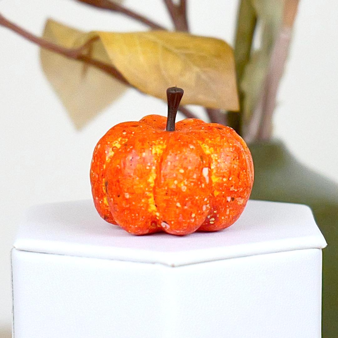 Dark Orange Miniature Artificial Pumpkins - 1-1/4" Inch - Fall & Halloween Crafts