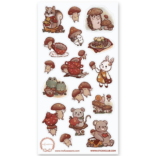 Forest Friends Stickers - Animal, Mushroom, & Nature Sticker Sheet