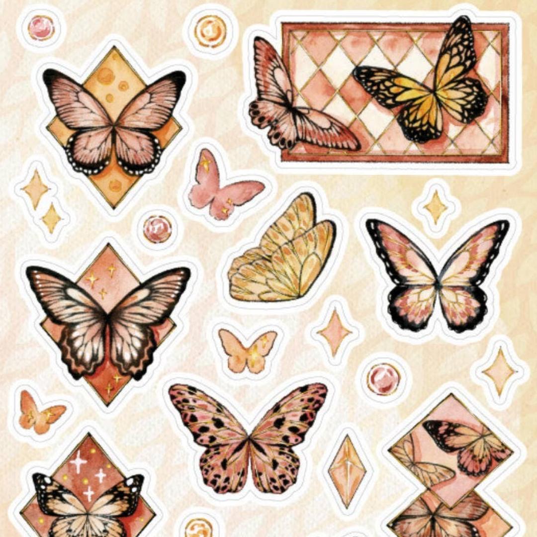 Butterfly Beauties Stickers - 1 Sticker Sheet for Scrapbooks, Diaries, & Crafts