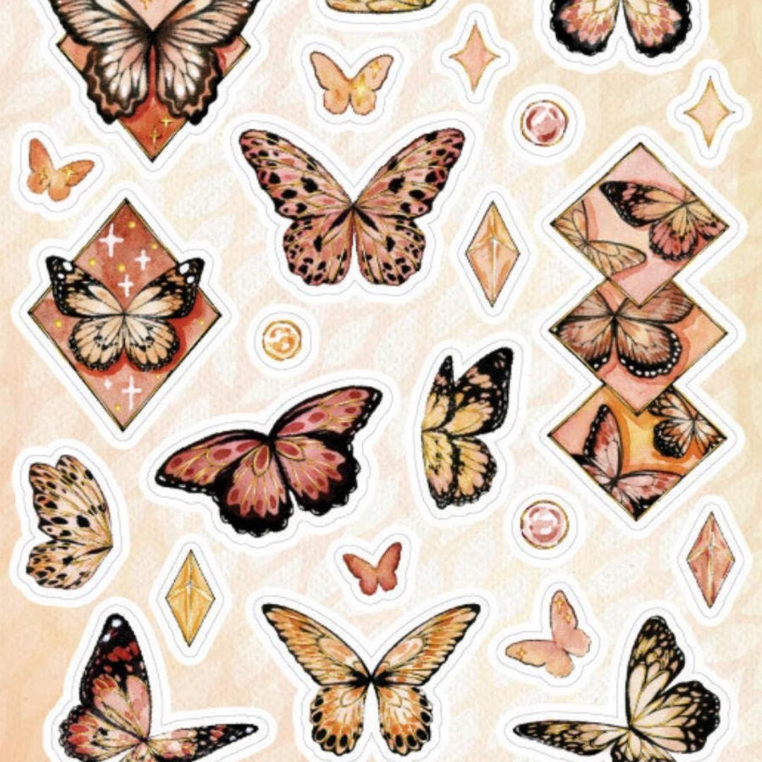 Butterfly Beauties Stickers - 1 Sticker Sheet for Scrapbooks, Diaries, & Crafts