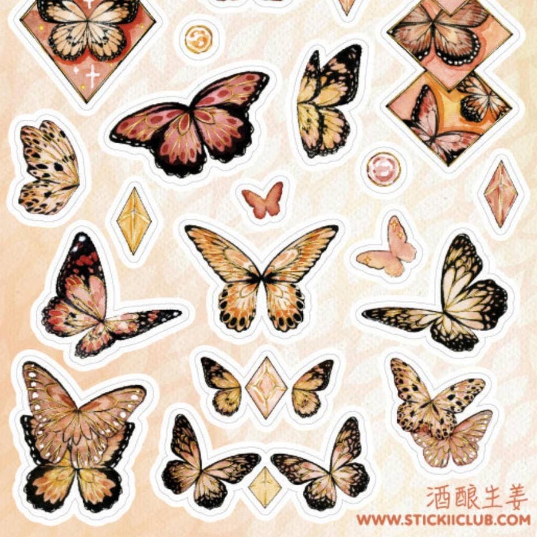 Butterfly Beauties Stickers - 1 Sticker Sheet for Scrapbooks, Diaries, & Crafts