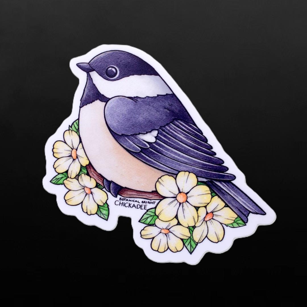 Chickadee Bird Sticker - Waterproof Vinyl Nature Decal