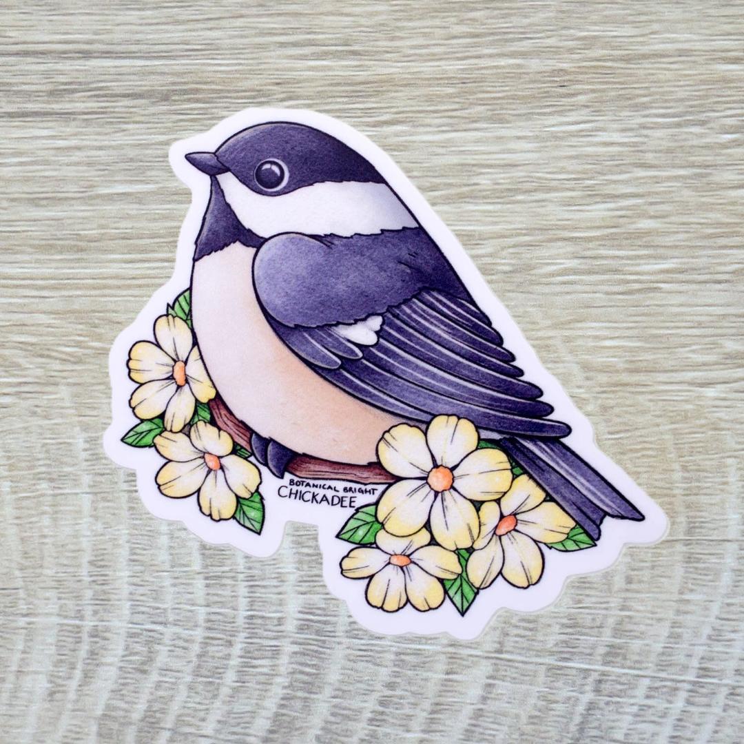 Chickadee Bird Sticker - Waterproof Vinyl Nature Decal