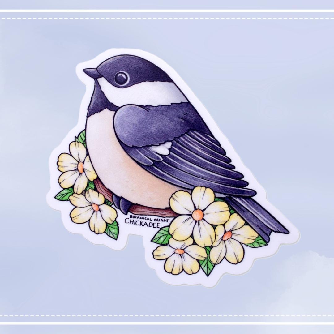 Chickadee Bird Sticker - Waterproof Vinyl Nature Decal