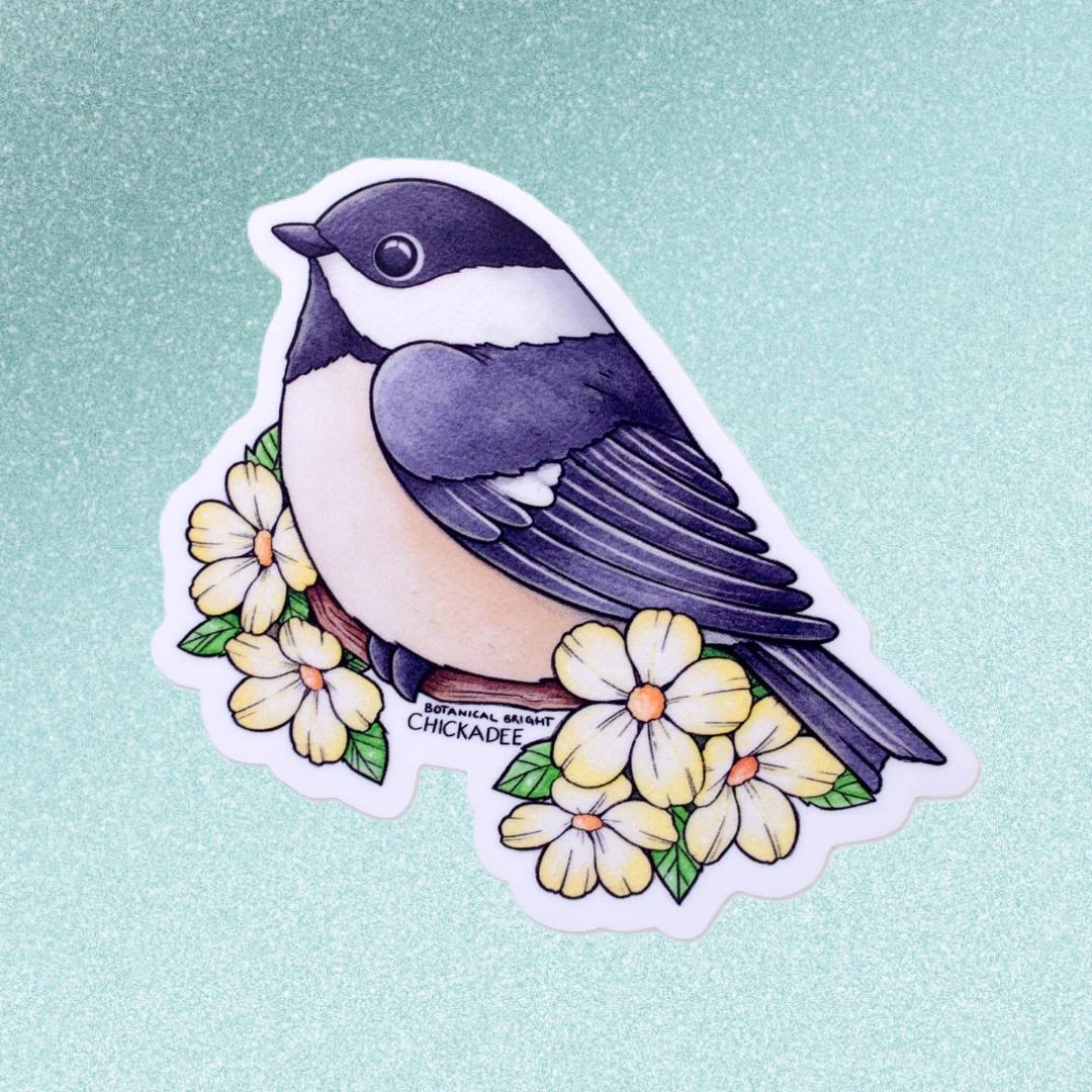 Chickadee Bird Sticker - Waterproof Vinyl Nature Decal