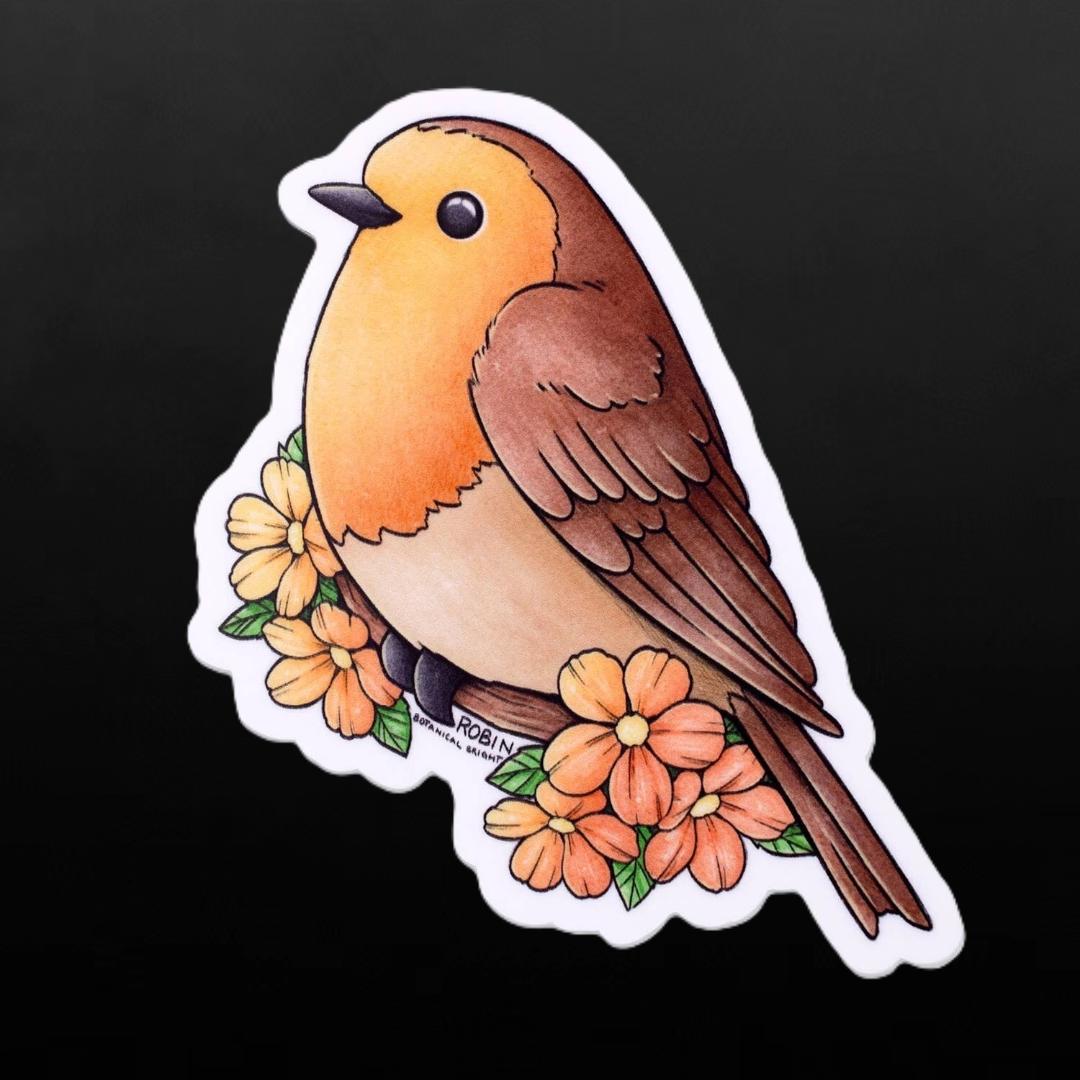 Robin Bird Sticker - Waterproof Vinyl Nature Decal