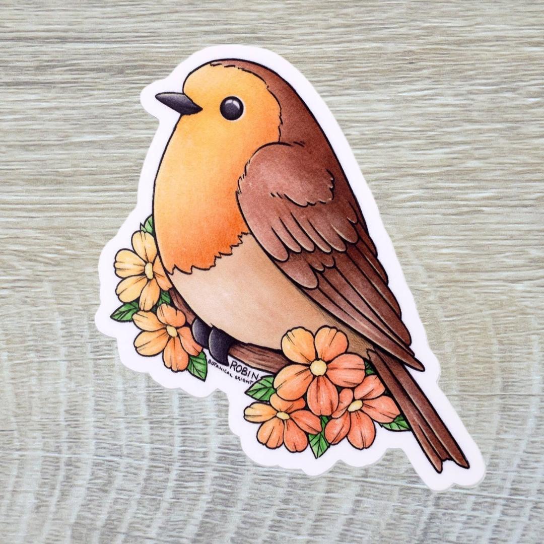 Robin Bird Sticker - Waterproof Vinyl Nature Decal