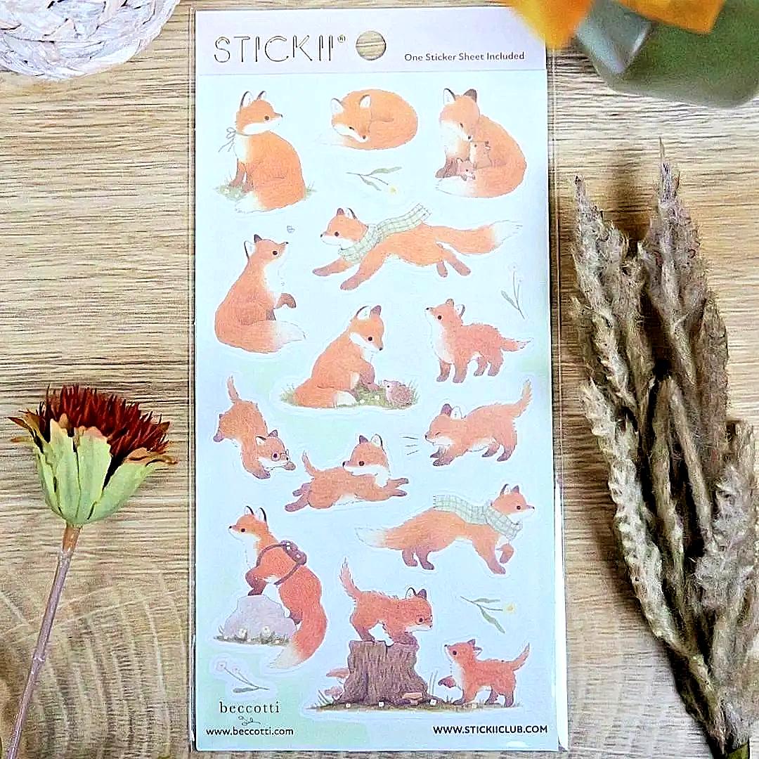 Lovely Little Foxes Stickers - 1 Winter Sticker Sheet Sheet