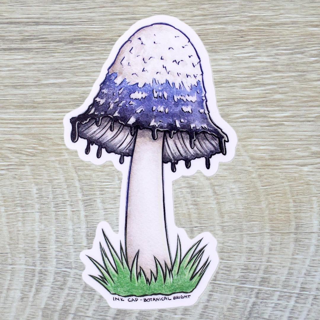 Ink Cap Mushroom Sticker - Vinyl Waterproof Nature Decal