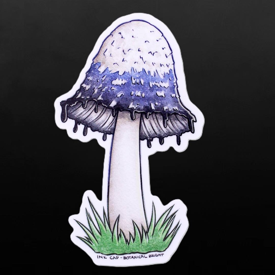 Ink Cap Mushroom Sticker - Vinyl Waterproof Nature Decal