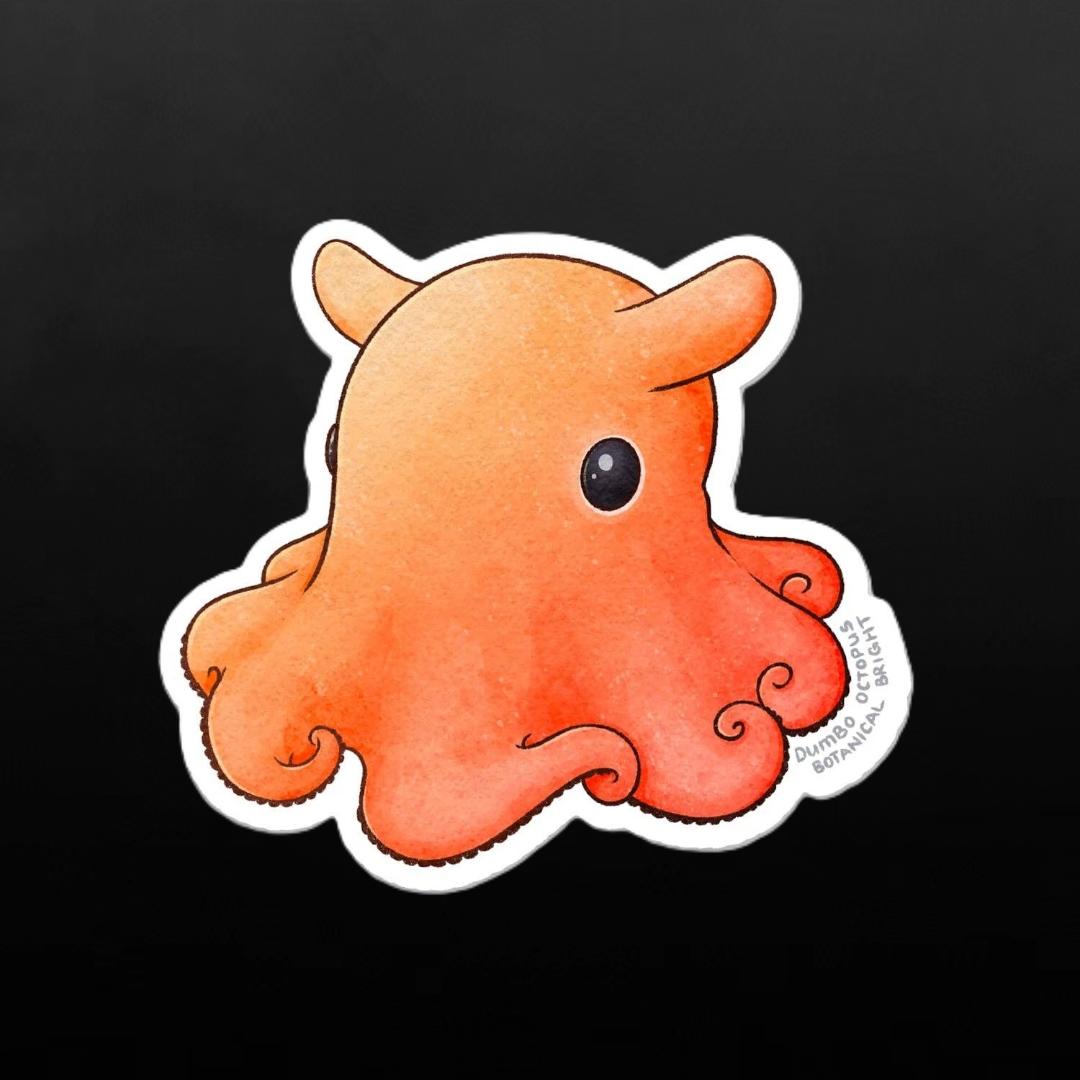Dumbo Octopus Sticker - Waterproof Vinyl Ocean Life & Nature Decal - Coastal Decor