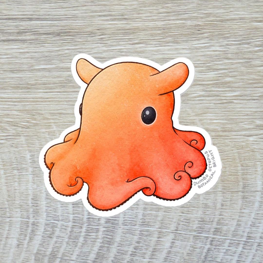 Dumbo Octopus Sticker - Waterproof Vinyl Ocean Life & Nature Decal - Coastal Decor