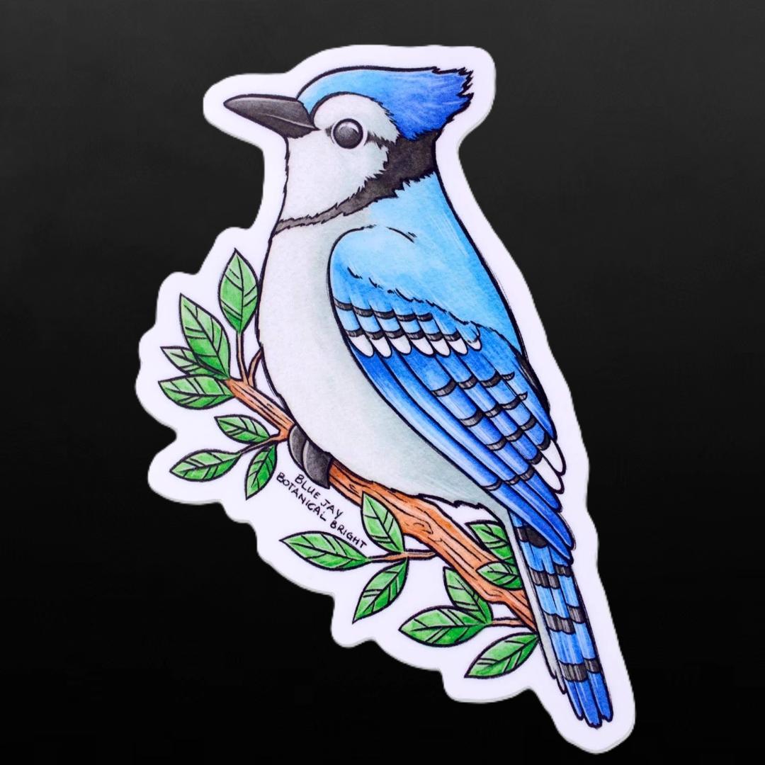Blue Jay Bird Sticker - Waterproof Vinyl Nature Decal - Laptops, Decor, Crafts