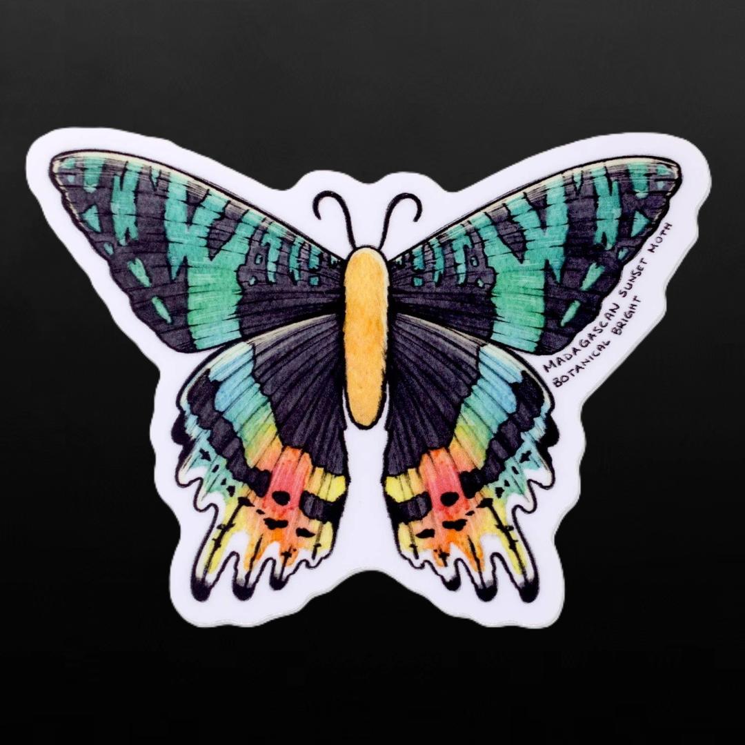 Madagascan Sunset Moth Sticker - Waterproof Vinyl Nature Decal