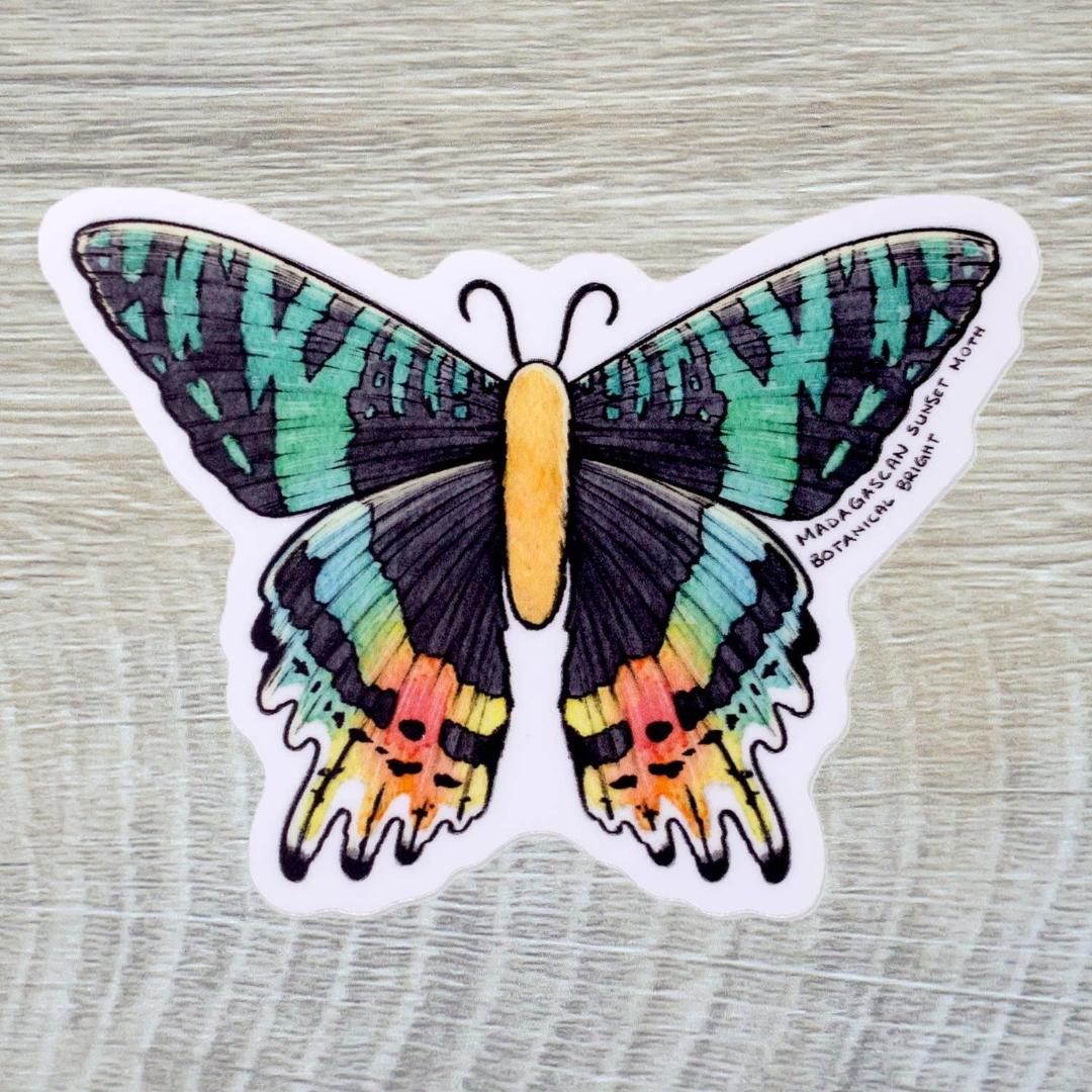 Madagascan Sunset Moth Sticker - Waterproof Vinyl Nature Decal
