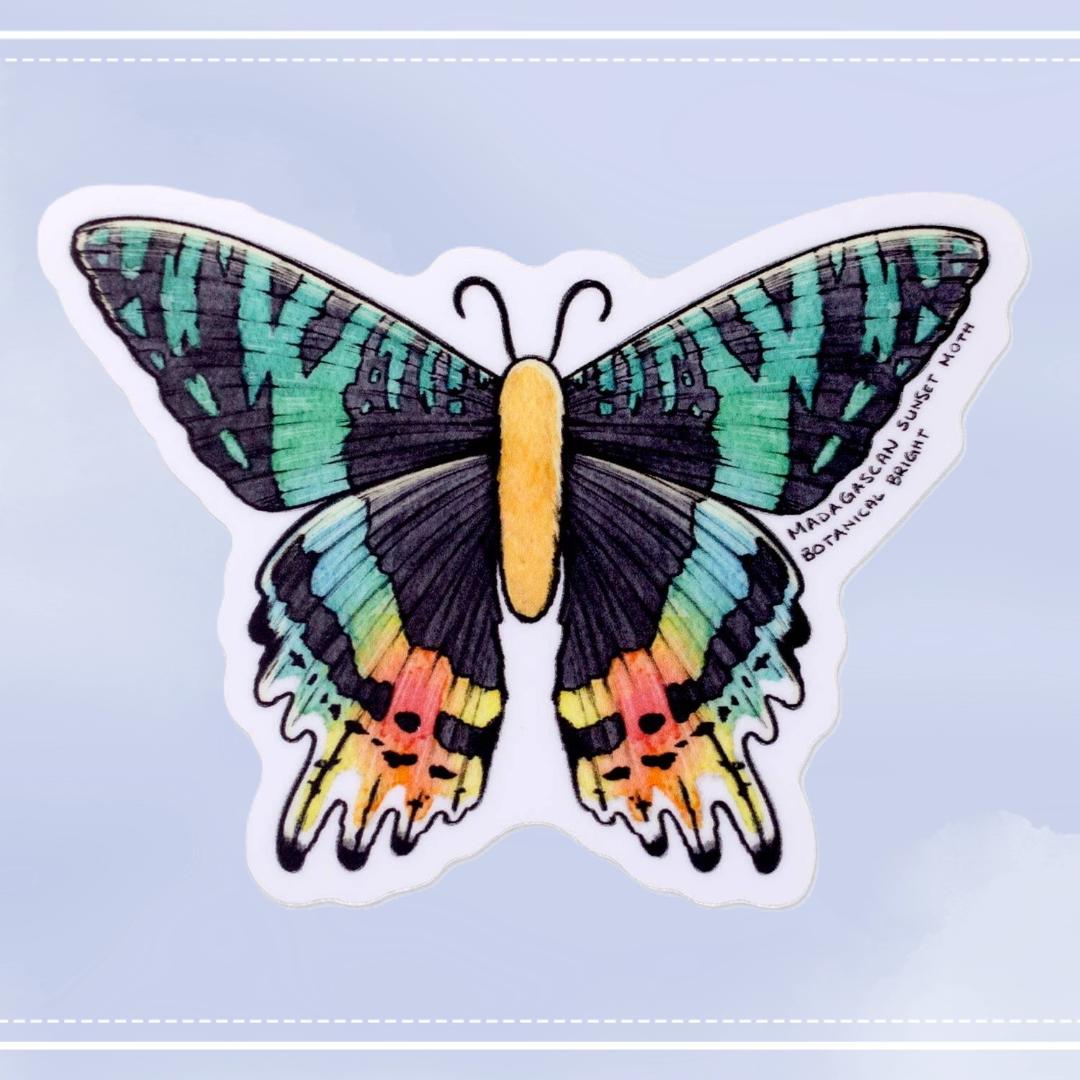 Madagascan Sunset Moth Sticker - Waterproof Vinyl Nature Decal