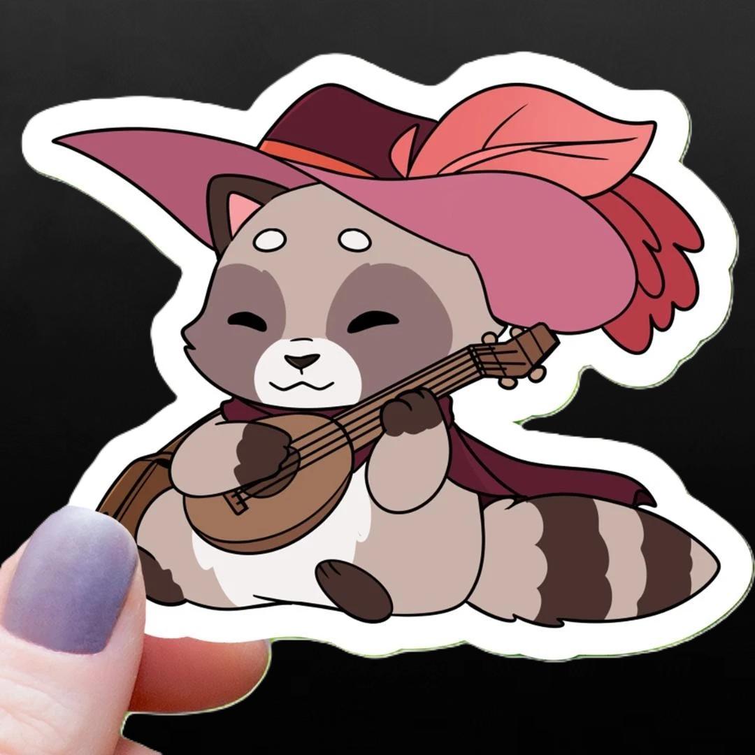 Raccoon Bard Class RPG Inspired Sticker - 3" Waterproof Vinyl Decal