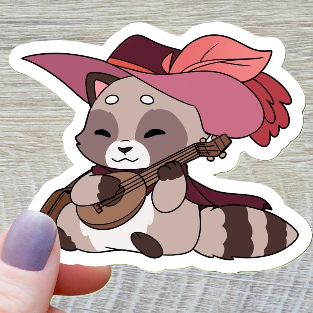 Raccoon Bard Class RPG Inspired Sticker - 3" Waterproof Vinyl Decal