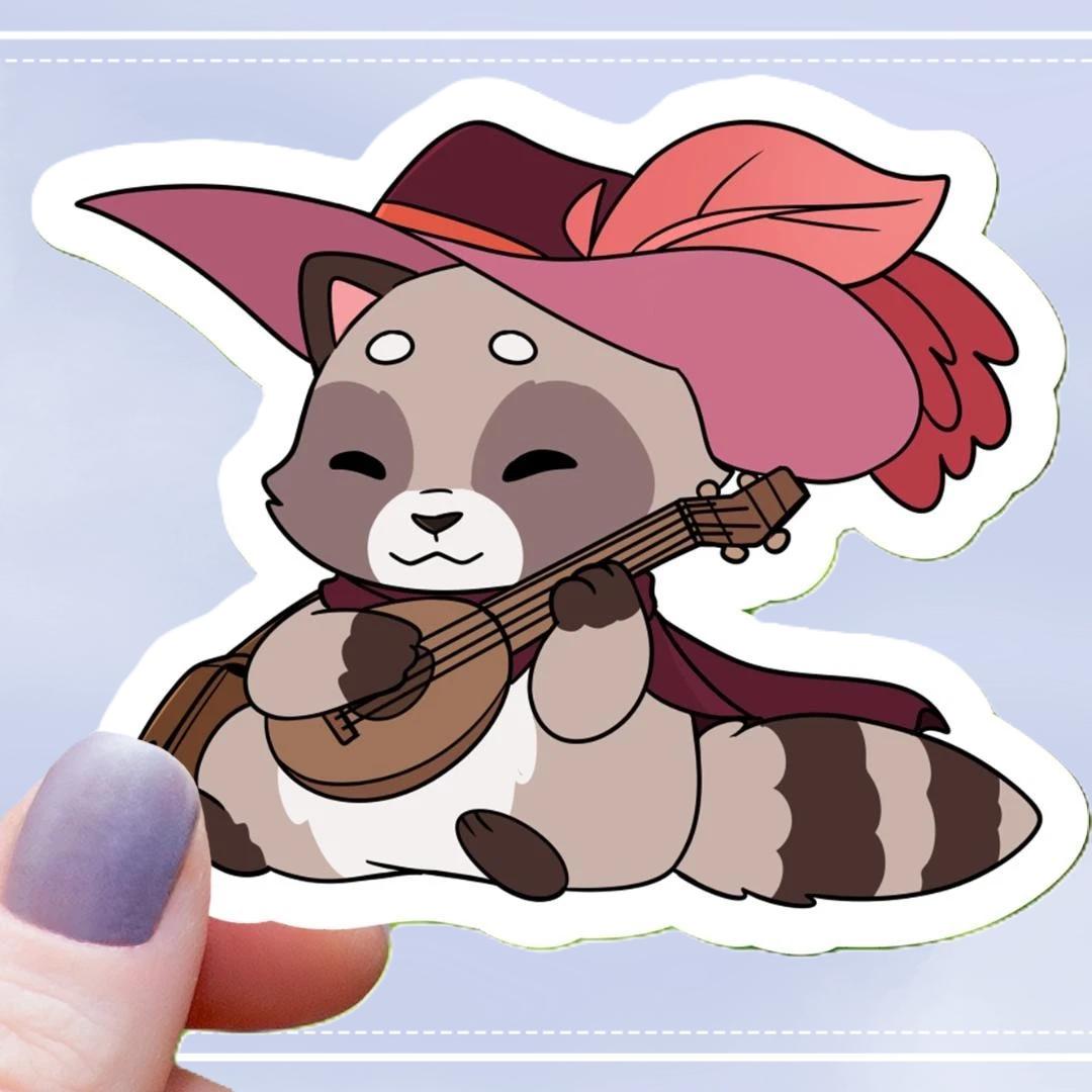Raccoon Bard Class RPG Inspired Sticker - 3" Waterproof Vinyl Decal