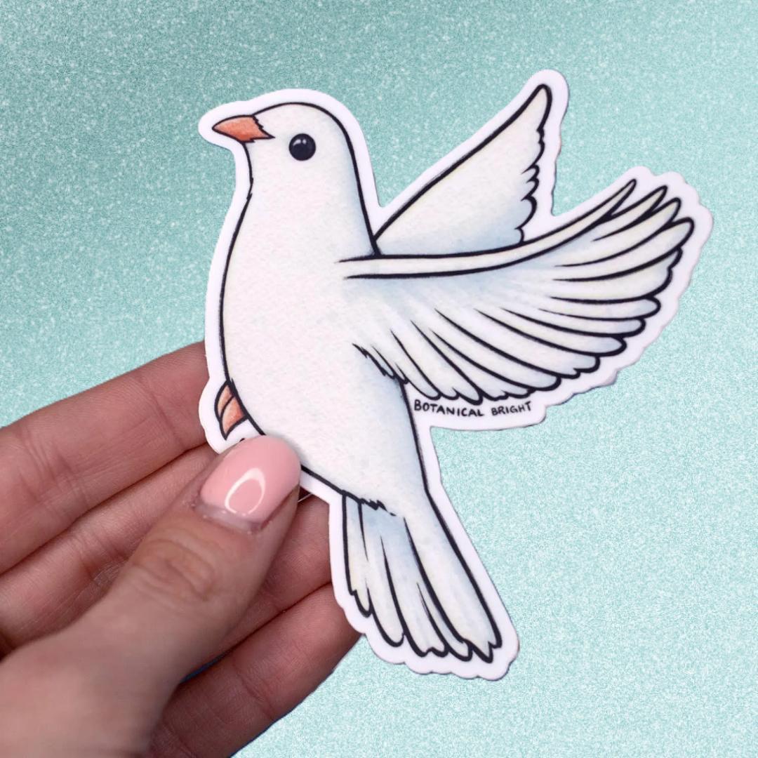 Dove Bird Sticker - Waterproof Vinyl Wedding & Nature Decal