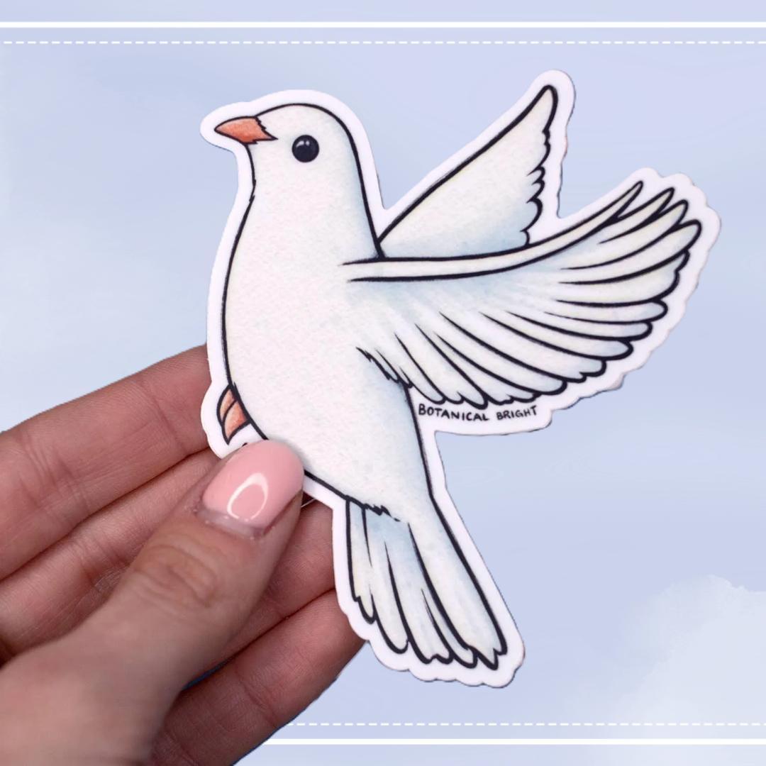 Dove Bird Sticker - Waterproof Vinyl Wedding & Nature Decal