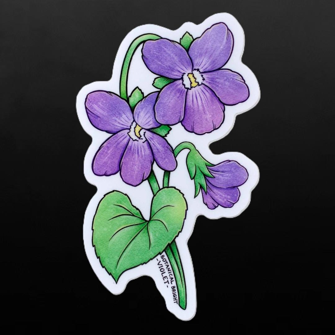 Violet Sticker - February Birth Flower - Waterproof Vinyl Nature & Floral Decal