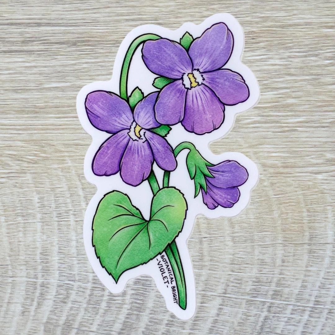 Violet Sticker - February Birth Flower - Waterproof Vinyl Nature & Floral Decal