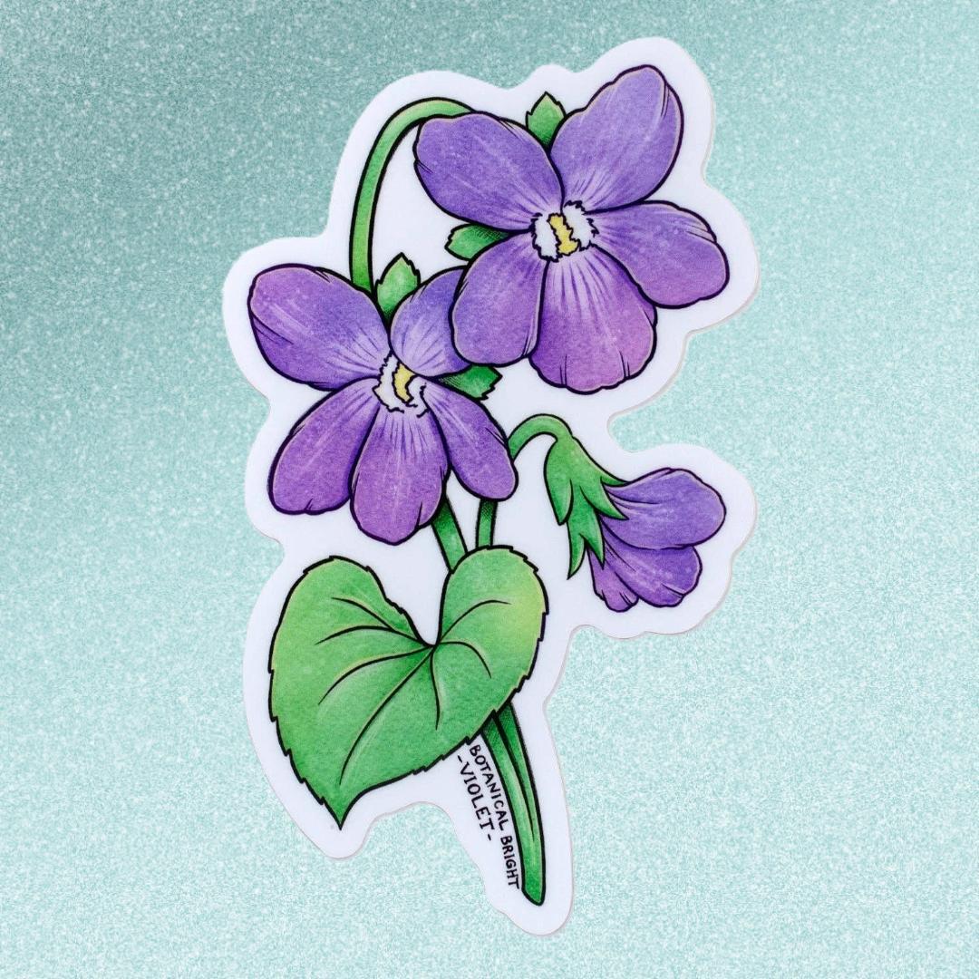 Violet Sticker - February Birth Flower - Waterproof Vinyl Nature & Floral Decal