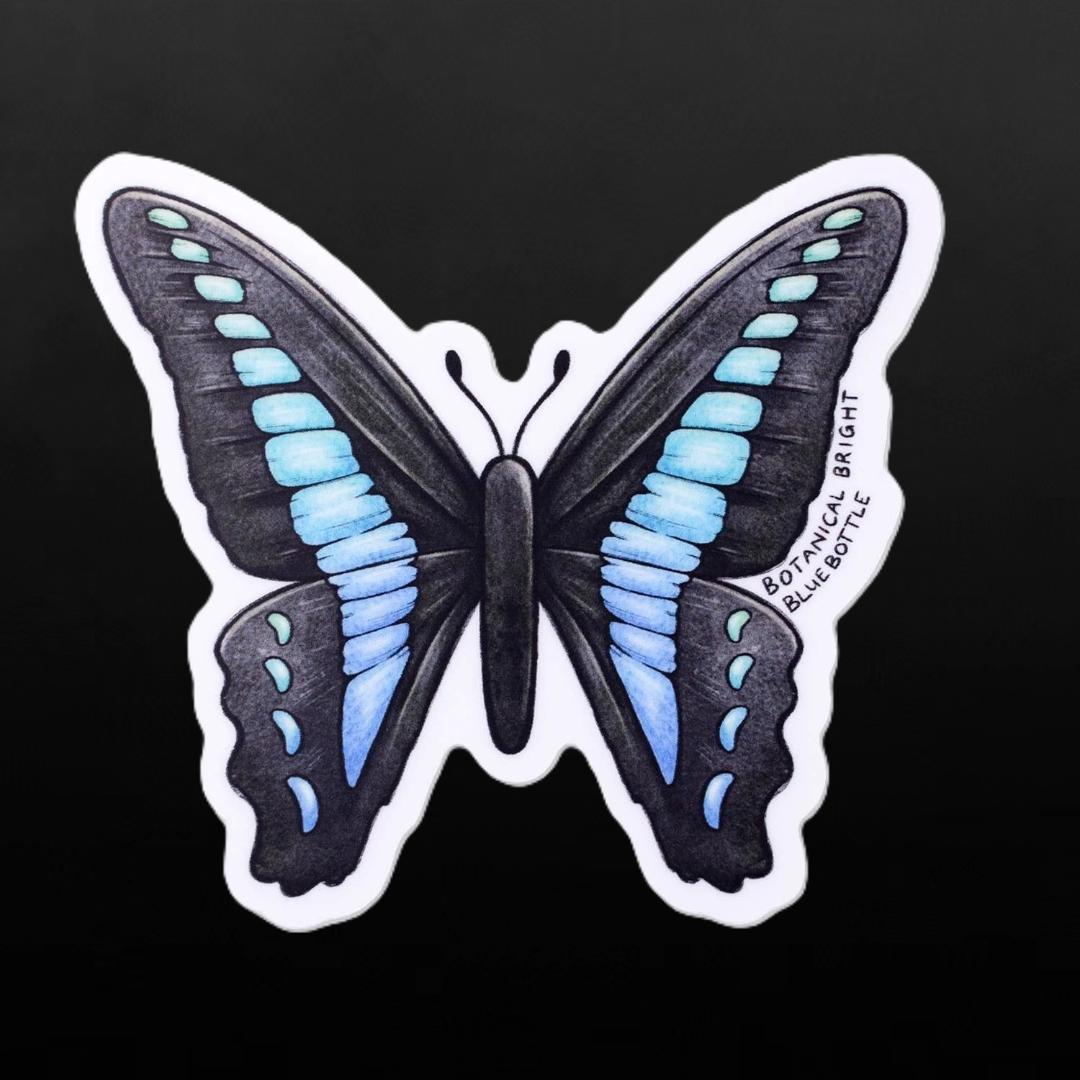 Bluebottle Butterfly Sticker - Waterproof Vinyl Nature & Insect Decal
