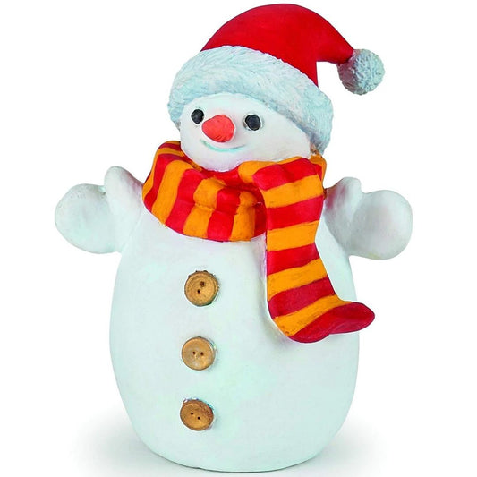 Snowman with Hat Figure - Hand Painted & Collectible Christmas Figurine - Papo 39158