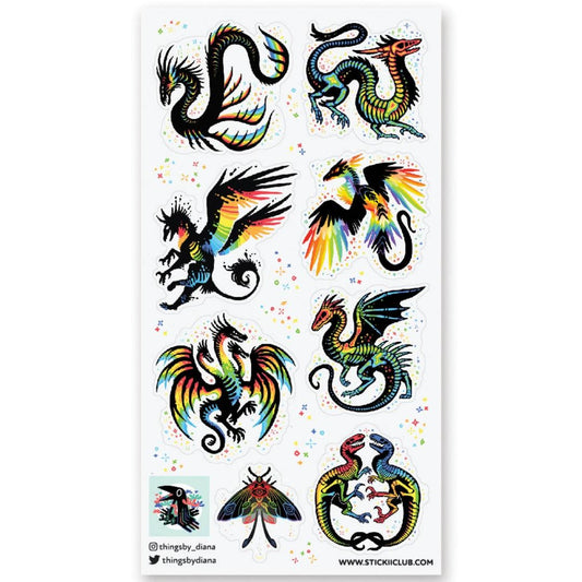 Remarkable Rainbow Creatures Stickers - Fantasy Sticker Sheet
