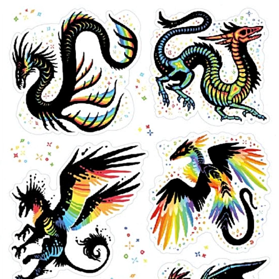Remarkable Rainbow Creatures Stickers - Fantasy Sticker Sheet