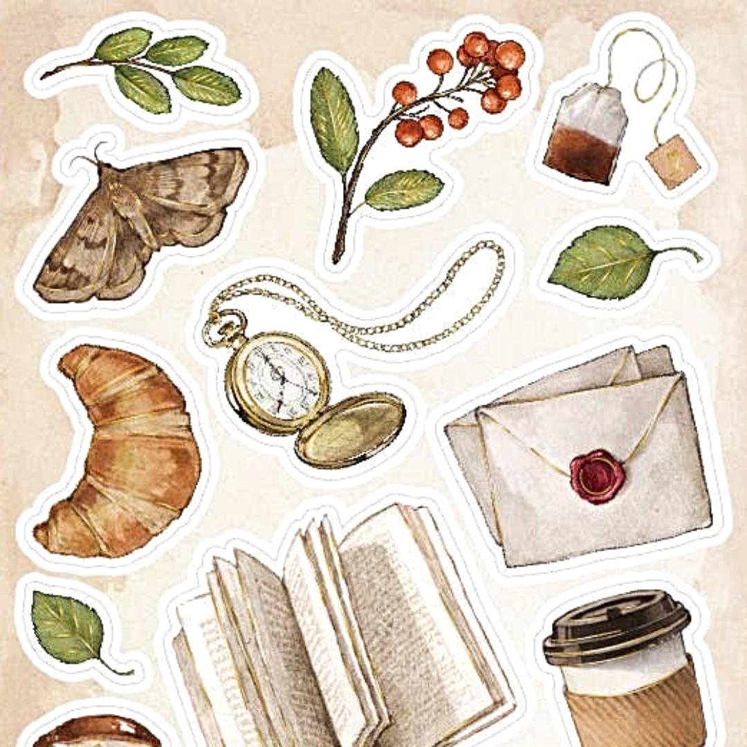Autumn Picnic Stickers - Food, Books, and Nature Sticker Sheet