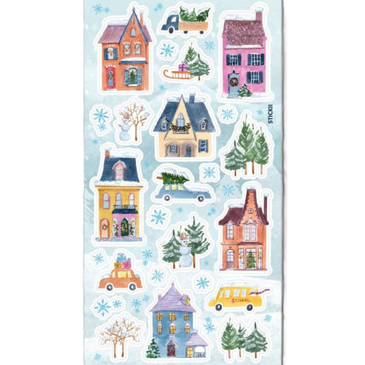 Winter Homes Stickers - 1 Holiday & Christmas Sticker Sheet