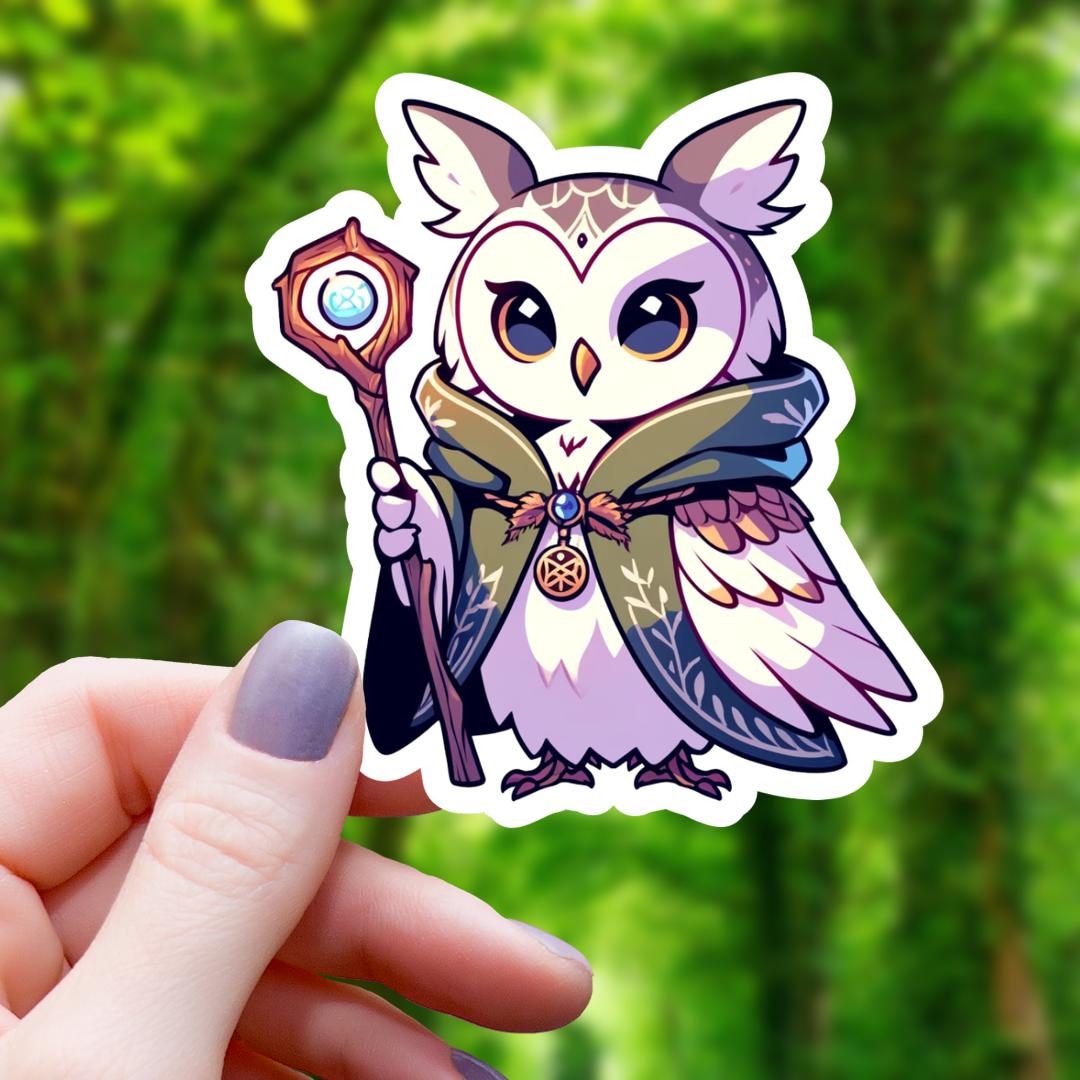Owl Druid Class Sticker - Tabletop Games - 3" Waterproof Vinyl Decal