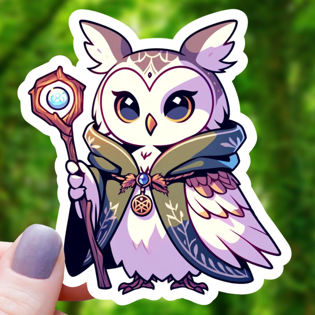 Owl Druid Class Sticker - Tabletop Games - 3" Waterproof Vinyl Decal