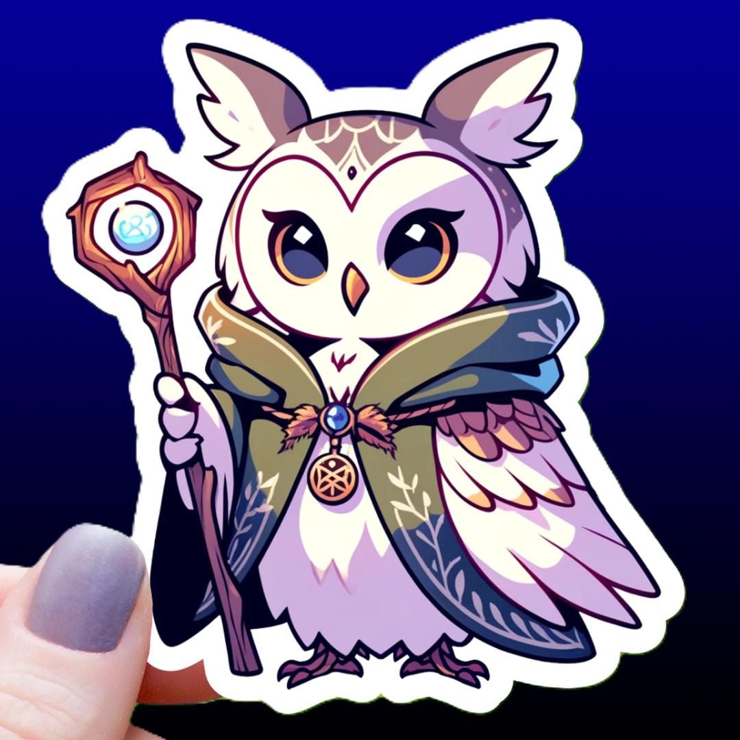Owl Druid Class Sticker - Tabletop Games - 3" Waterproof Vinyl Decal