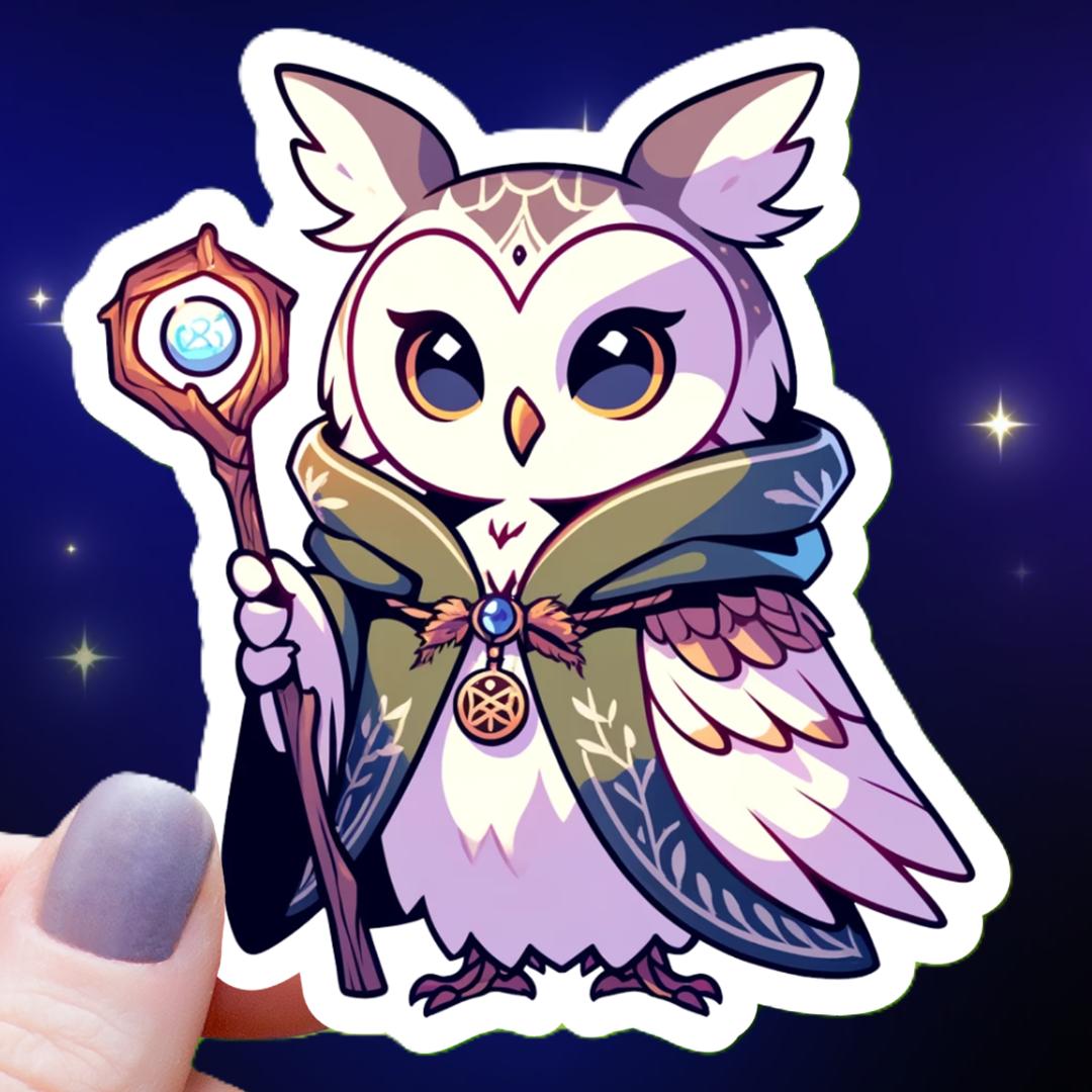 Owl Druid Class Sticker - Tabletop Games - 3" Waterproof Vinyl Decal